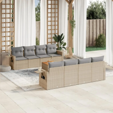  9 részes vegyes bézs polyrattan kerti ülőgarnitúra párnákkal kerti bútor