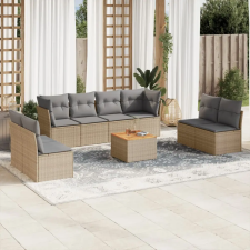  9 részes vegyes bézs polyrattan kerti ülőgarnitúra párnákkal kerti bútor