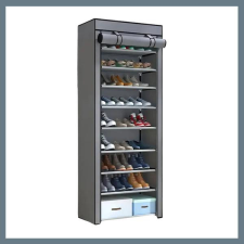  9 szintes cipőtároló szekrény lehajtható takaróval – szürke JY638049-3 bútor