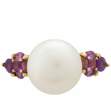  9K Arany Gyűrű Ametiszttel és Édesvízi Gyönggyel gyűrű