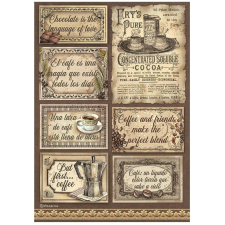  A4 rizspapír csom. - Coffee and Chocolate labels dekorációs kellék
