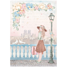  A4 rizspapír, csom. - Create Happiness Oh lá lá girl with suitcase dekorációs kellék