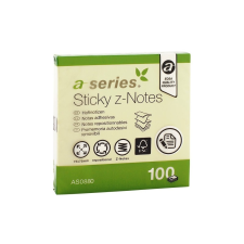 A-Series Jegyzettömb öntapadó, 75x75mm, 100lap, 'Z' A-Series, sárga post-it