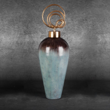  Abril üveg figura Türkiz/barna 25x25x75 cm dekoráció