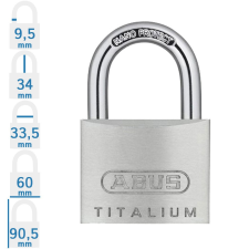 Abus 64TI/60 KA6609 egységkulcsos lakat lakat