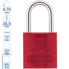 Abus 72/30 KA - Egységkulcsos lakat (Több lakat azonos kulccsal) - Piros - 256905 lakat