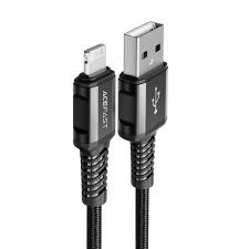 AceFast kábel MFI USB - Lightning 1.2m, 2.4a fekete (C1-02 fekete) mobiltelefon kellék
