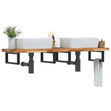  acél és tömör akácfa falra szerelhető mosdópolc fürdőszoba bútor