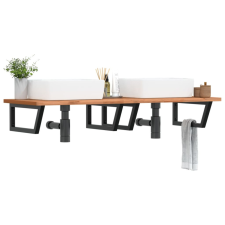  acél és tömör bükkfa falra szerelhető mosdópolc fürdőszoba bútor