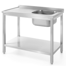  Acél munkalap mosogatógéphez, egy mosogatóval és polccal, 80x60cm, JOBB OLDALI - Hendi 811863 mosogatótálca