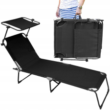  Acél nyugágy tetővel, állítható, fekete 41102 kerti bútor