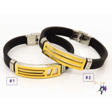  Aceró Andrej férfi szilikon pántos ,nemesacél karkötő-fekete karkötő