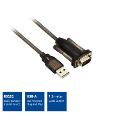 Act AC6000 USB-A apa - Soros port Átalakító kábel 1,5m - Fekete kábel és adapter
