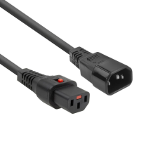 Act Powercord C13 IEC Lock - C14 0.5m Black AK5190 kábel és adapter