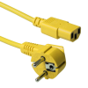 Act Powercord mains connector Schuko CEE 7/7 male (angled) - C13 IEC 60320 3m Yellow AK5143