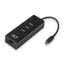 Act USB-C Hub 3.2 3 portos + ethernet fekete (AC6400) (AC6400) hub és switch