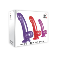 Adam &amp; Eve Adam & Eve Eve's Dildo Fun Pack - letapasztható, herés, élethű dildó trió - 17-14-20 cm (piros-kék-lila) műpénisz, dildó
