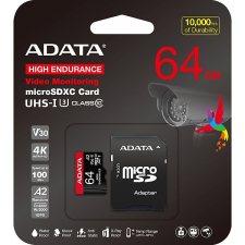 ADATA MicroSDXC 64GB High Endurance + SD adapter memóriakártya