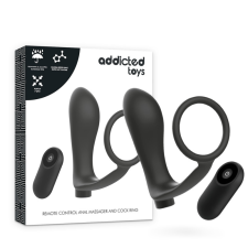  ADDICTED TOYS – fekete, újratölthető péniszgyűrű távirányítóval anál