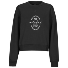 Adidas Pulóverek Signature Graphic Print Fleece Loose Sweatshirt Fekete EU XS
