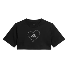 Adidas Rövid ujjú pólók SATIN EMBROIDERY CROPPED GRAPHIC T-SHIRT Fekete 9 / 10 éves