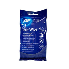  AF Tisztítókendő, képernyőhöz, alkoholmentes, nedves, 25 db, AF &quot;Tech-wipes&quot; tisztító- és takarítószer, higiénia