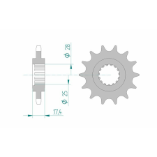  AFAM acél standard első lánckerék 91800 - 525 egyéb motorkerékpár alkatrész