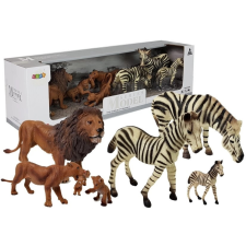 Afrika vadállat figura szett oroszlán és zebra család játékfigura