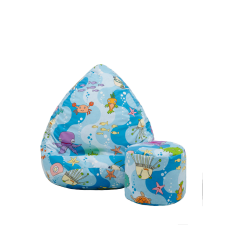 AGA Gyerek babzsákfotel lábtartóval AGA 3446 - Tengeri állatos bútor