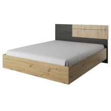  Ágy, artisan tölgy/fekete norvég fenyő, BAFRA ágy és ágykellék
