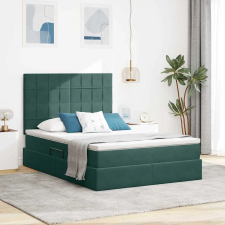  Ágy LED -es lámpákkal tárolóval Sötétzöld 140 x 190 cm Bársony ágy és ágykellék