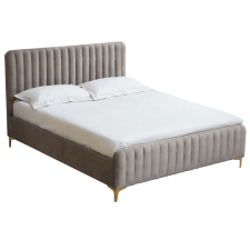 Ágy, szürkésbarna Taupe/gold króm arany matt, 160x200, KAISA ágy és ágykellék