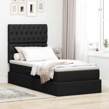  Ágy tárolóval és LED lámpával Fekete 100 x 200 cm Poliészter ágy és ágykellék