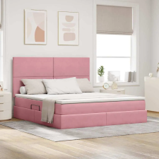  Ágy tárolóval és LED lámpával Rózsaszín 180 x 200 cm Bársony ágy és ágykellék