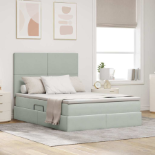  Ágy tárolóval és LED lámpával Világosszürke 140 x 190 cm ágy és ágykellék