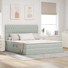  Ágy tárolóval és LED lámpával Világosszürke 180 x 200 cm ágy és ágykellék