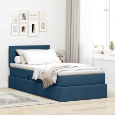  Ágy tárolóval és matraccal fejtámlával Kék 90 x 190 cm Faanyag ágy és ágykellék