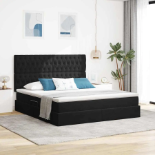  Ágy tárolóval és matraccal Fekete 160 x 200 cm Bársony ágy és ágykellék