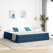  Ágy tárolóval és matraccal Kék 200 x 200 cm Poliészter ágy és ágykellék