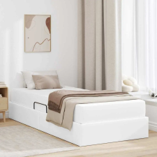  Ágy tárolóval és matraccal matracmal tárolóval 2 pcs Fehér Bőr ágy és ágykellék