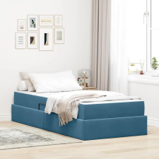  Ágy tárolóval és matraccal Sötét kék 90 x 200 cm Bársony ágy és ágykellék