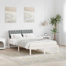  Ágykeret Fehér és világosszürke 120 x 200 cm Tömör fenyőfa ágy és ágykellék