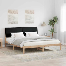  Ágykeret fejtámlával Barna és fekete 180 x 200 cm Tömör fenyőfa ágy és ágykellék