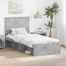  Ágykeret fejtámlával Beton Szürke 90 x 190 cm Tömör fenyőfa ágy és ágykellék