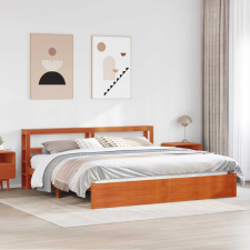  Ágykeret fejtámlával Faggyú barna 200 x 200 cm Tömör fenyőfa ágy és ágykellék