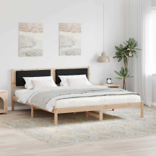  Ágykeret fejtámlával Fekete 180 x 200 cm Tömör fenyőfa ágy és ágykellék