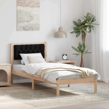  Ágykeret fejtámlával Fekete 90 x 200 cm szövet ágy és ágykellék