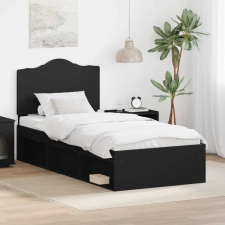  Ágykeret fejtámlával Fekete 90 x 200 cm Tömör fenyőfa ágy és ágykellék