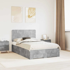  Ágykeret fejtámlával fiókkal Beton Szürke 120 x 190 cm Faanyag ágy és ágykellék
