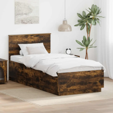  Ágykeret fejtámlával Füstölt tölgy 90 x 190 cm Faanyag ágy és ágykellék